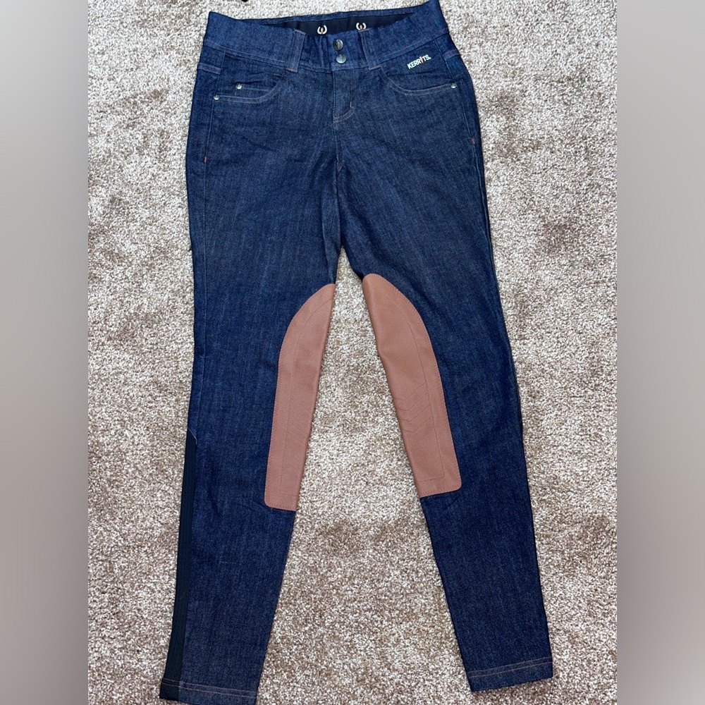 Kerrits Stretch Denim Knee Patch Riding Breech #equestrian